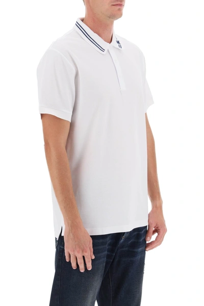 Shop Burberry Polo With Striped Collar Men In White
