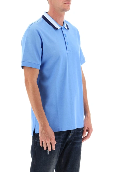 Shop Burberry Two-tone Collar Poloshirt Men In Blue