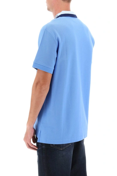 Shop Burberry Two-tone Collar Poloshirt Men In Blue