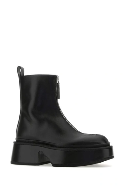 Shop Jil Sander Woman Black Leather Ankle Boots