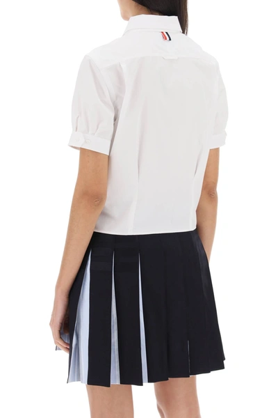 Shop Thom Browne Short Sleeve Shirt With Bow Women In White