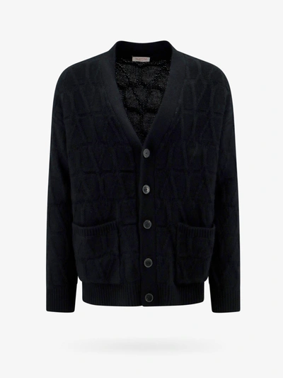 Shop Valentino Man Cardigan Man Black Knitwear