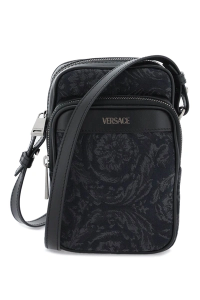 Shop Versace Athena Barocco Crossbody Bag Men In Black