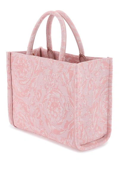Shop Versace Athena Barocco Small Tote Bag Women In Pink