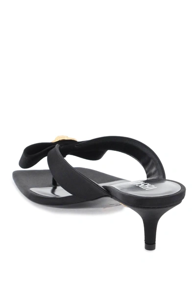 Shop Versace Gianni Ribbon Thong Mules Women In Black