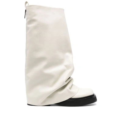 Attico Robin Layered Leather Boots In Neutrals