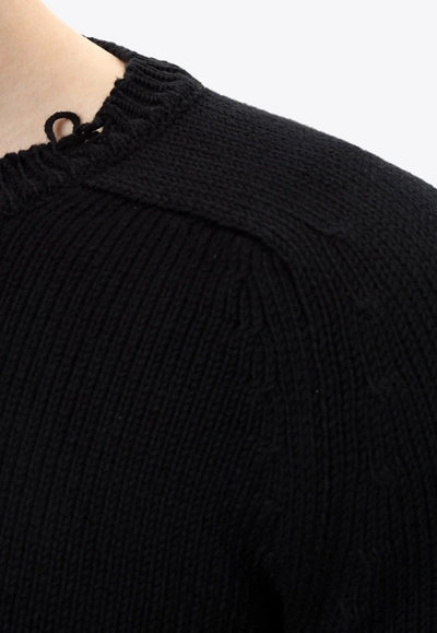 Shop Saint Laurent Distressed Knitted Sweater In Black