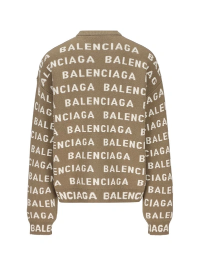 Shop Balenciaga Jerseys In Dark Beige/white