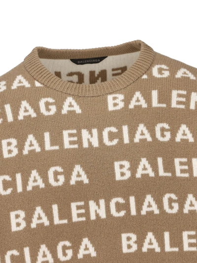Shop Balenciaga Jerseys In Dark Beige/white