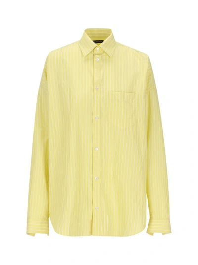 Shop Balenciaga Shirts In Light Yellow/white