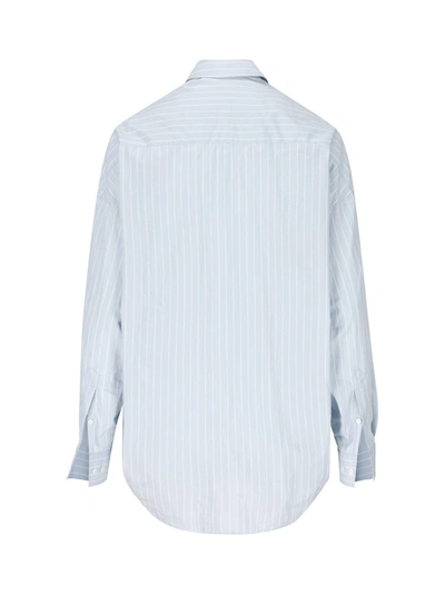 Shop Balenciaga Shirts In Light Blue/white