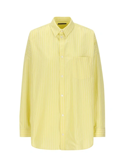 Shop Balenciaga Shirts In Light Yellow/white