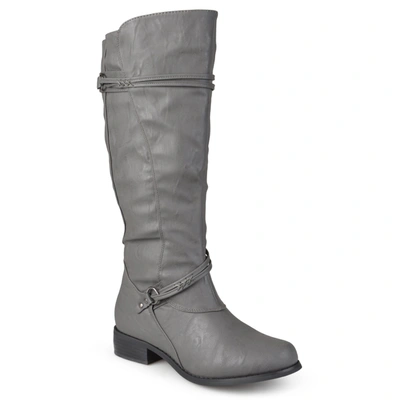 Journee Collection Women's Harley Extra Wide Calf Rouched Knee High Boots In Grey
