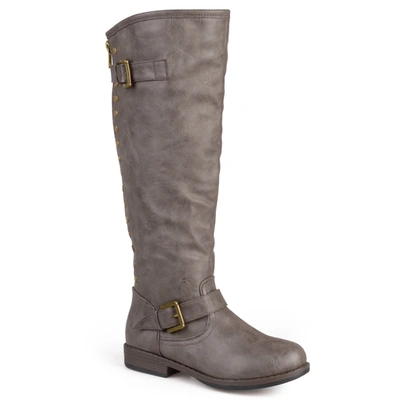 Journee Collection Womens Spokane Studded Riding Boots In Grey