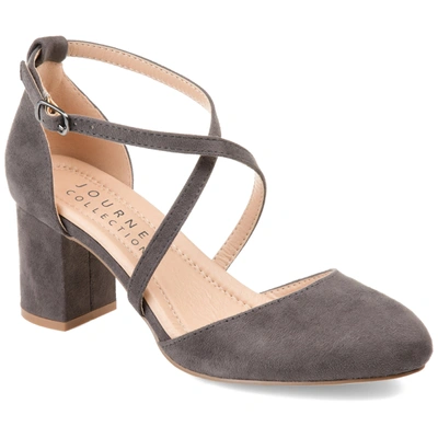 Journee Collection Foster Womens Pointed Closed Toe Block Heel Pumps In Grey