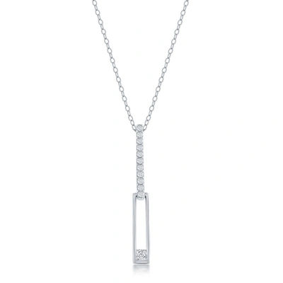 Simona Sterling Silver Asymmetric Paperclip Cz Necklace In Silver
