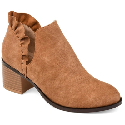 Journee Collection Journee Lennie Ruffle Trim Ankle Bootie In Brown