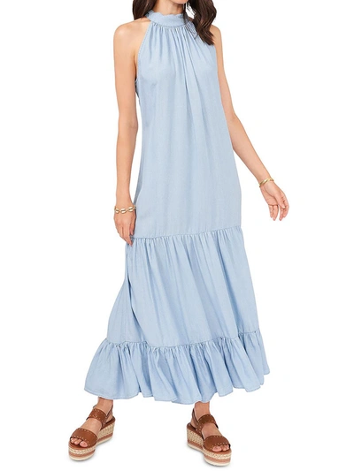 Shop Vince Camuto Womens Tencel Maxi Halter Dress In Multi