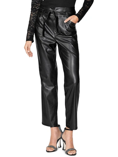 Shop Paige Kina Womens Faux Leather High Rise Straight Leg Pants In Black