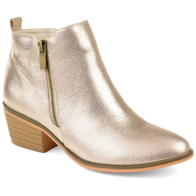 Journee Collection Women's Rebel Size Zipper Stacked Heel Booties In Gold