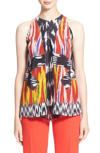 Shop Altuzarra 'hummingbird' Print Silk Sleeveless Blouse In Red Multi