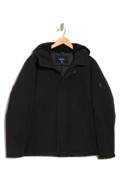 Shop Izod Expedition Faux Shearling Lined Jacket In Black