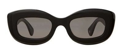 Shop Garrett Leight Dolores 2139-48-bk/gry Rectangle Sunglasses In Grey