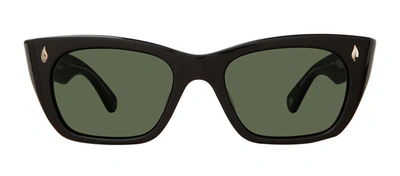 Shop Garrett Leight Webster 2138-49-bk/g15 Square Sunglasses In Green