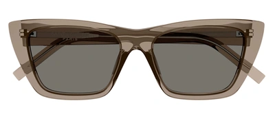 Shop Saint Laurent Mica Sl 276 045 Cat Eye Sunglasses In Grey