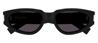Shop Saint Laurent Sl 618 001 Oval Sunglasses In Grey