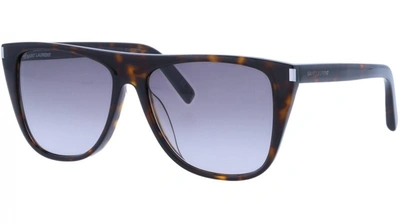 Shop Saint Laurent Sl1f 003 Flattop Sunglasses In Grey