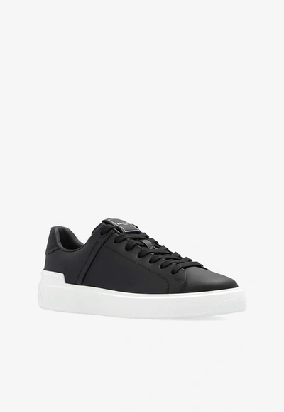 Shop Balmain B-court Low-top Leather Sneakers In Black