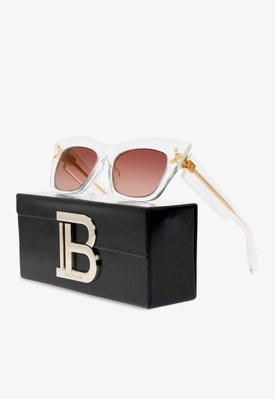 Shop Balmain B-ii Cat-eye Sunglasses In Brown