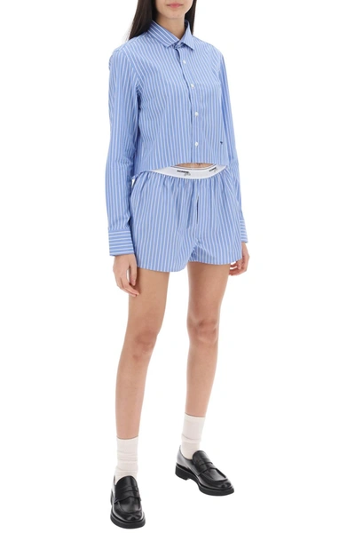 Shop Homme Girls Cropped Striped Poplin Shirt