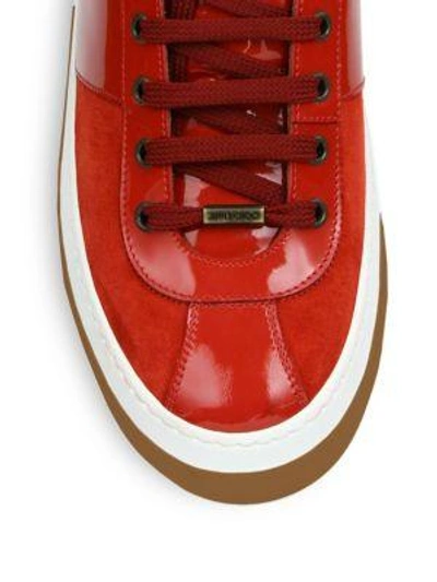 Shop Jimmy Choo Suede & Patent Leather High-top Sneakers In Red