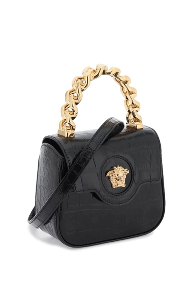 Shop Versace Croco Embossed Leather 'la Medusa' Mini Bag