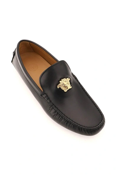 Shop Versace La Medusa Leather Loafers