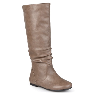 Journee Collection Women's Jayne Extra Wide Calf Slouchy Knee High Boots In Grey