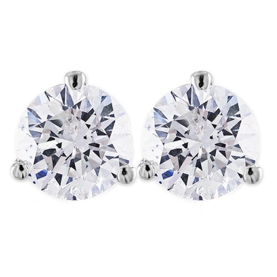 Pompeii3 2 Ct Round Solitaire Diamond Martini Studs 14k White Gold With Screw Backs In Multi