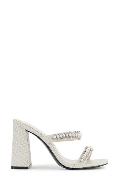 Shop Karl Lagerfeld Paris Rayan Rhinestone Block Heel Sandal In Soft White