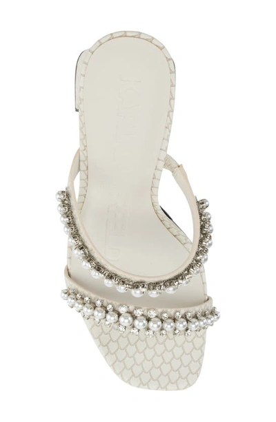 Shop Karl Lagerfeld Paris Rayan Rhinestone Block Heel Sandal In Soft White