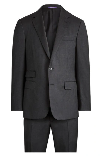 Shop Ralph Lauren Purple Label Gregory Hand Tailored Wool Serge Suit In Charcoal