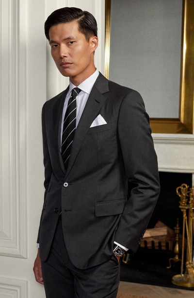 Shop Ralph Lauren Purple Label Gregory Hand Tailored Wool Serge Suit In Charcoal