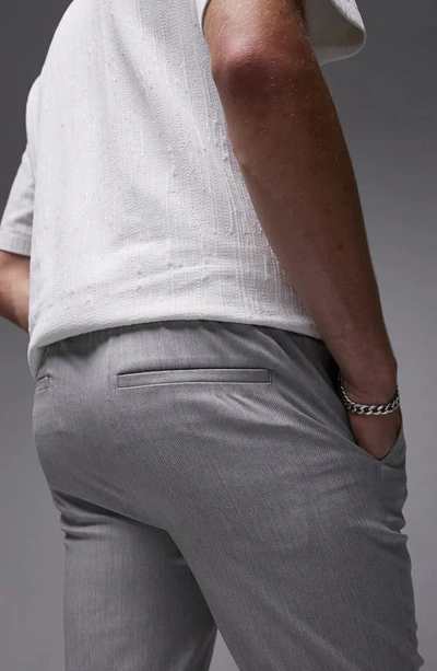 Shop Topman Skinny Smart Drawstring Waist Pants In Grey