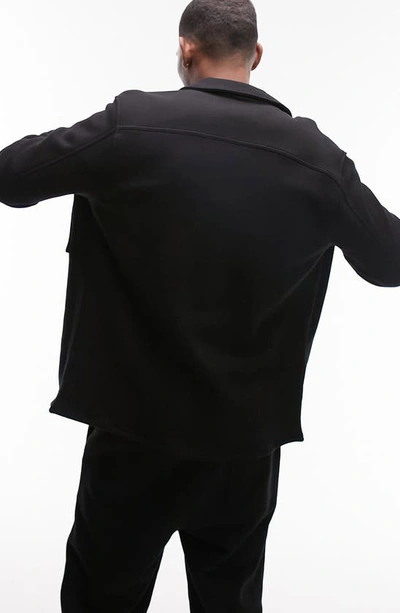 Shop Topman Oversize Cotton Jersey Shacket In Black