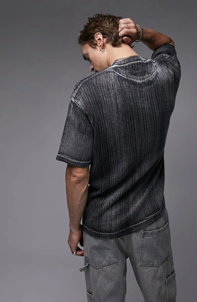 Shop Topman Oversize Cotton Blend Rib T-shirt In Black