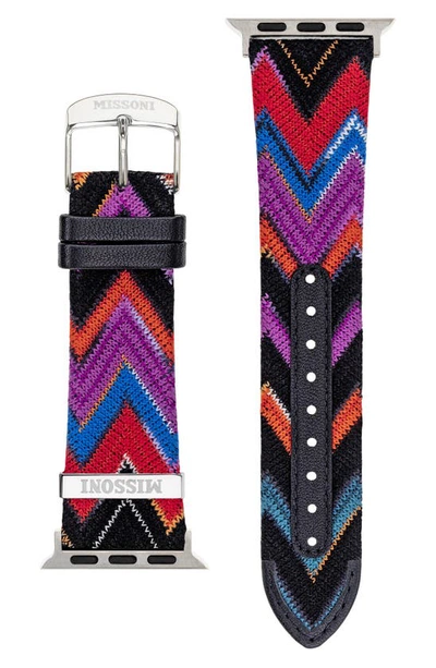 Shop Missoni Multicolor Authentic Zigzag Textile Apple Watch® Watchband, 22mm/24mm In Multicolor Orange/ Purple