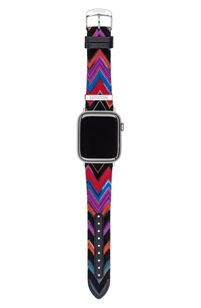 Shop Missoni Multicolor Authentic Zigzag Textile Apple Watch® Watchband, 22mm/24mm In Multicolor Orange/ Purple