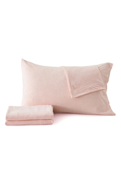 Shop Woven & Weft Jersey Knit Sheet Set In Blush Pink