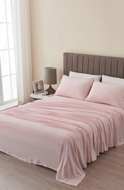 Shop Woven & Weft Jersey Knit Sheet Set In Blush Pink